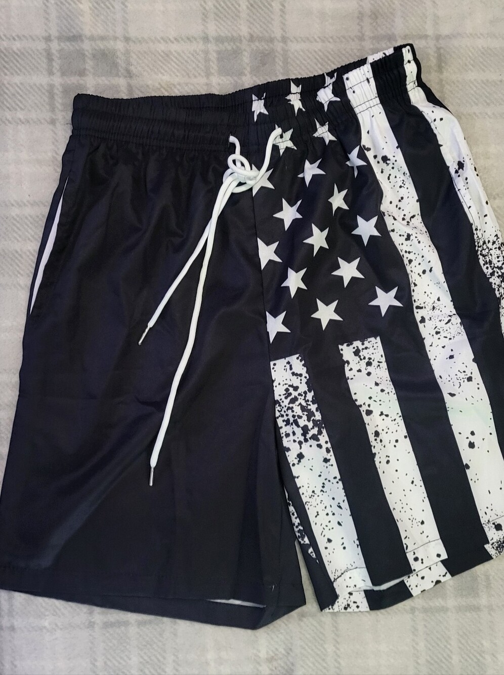 Men's Black & White Stars Swim Trunks Size Small Brand New